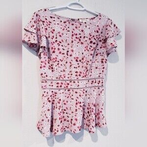 Monteau Floral peplum top sz L